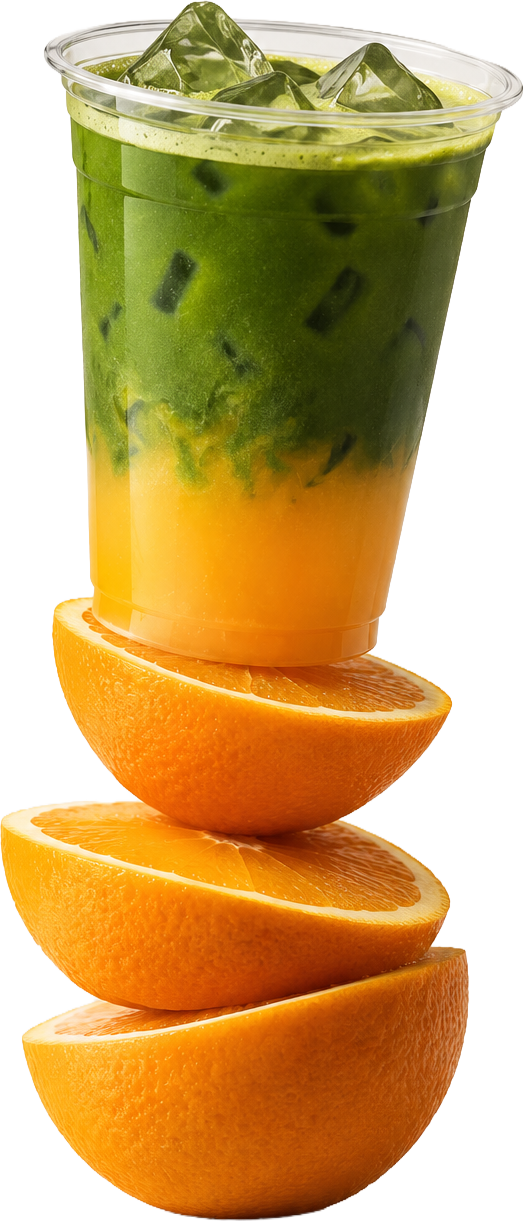 PHI × M Matcha Golden Glaze narancsos kollagénes matcha ital