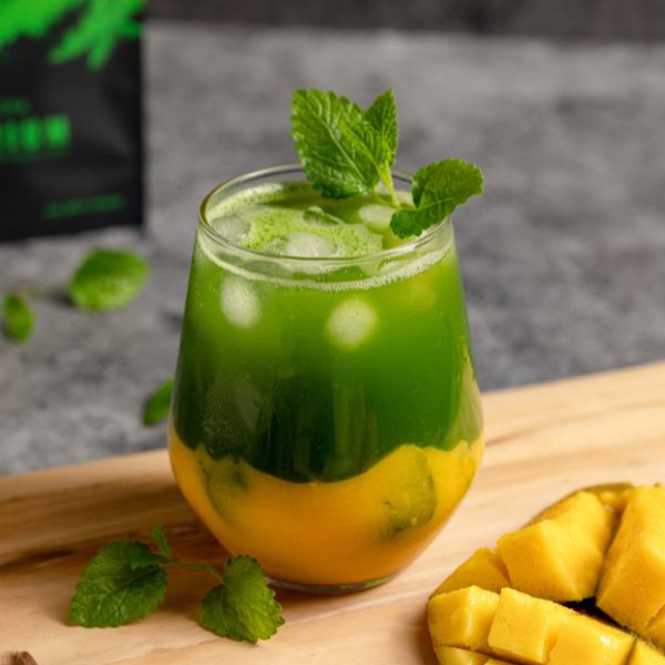 Mango matcha soda